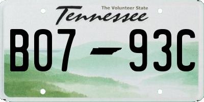 TN license plate B0793C