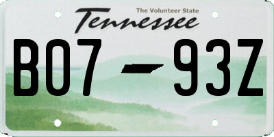 TN license plate B0793Z