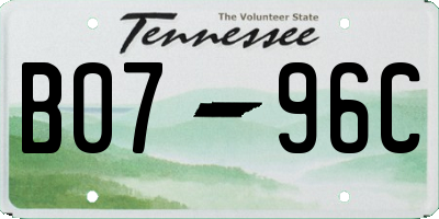 TN license plate B0796C
