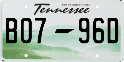 TN license plate B0796D