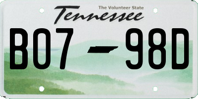 TN license plate B0798D
