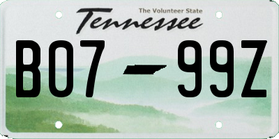 TN license plate B0799Z