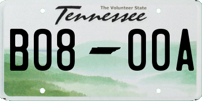 TN license plate B0800A