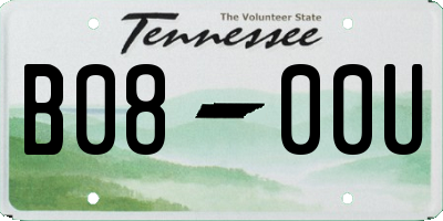 TN license plate B0800U