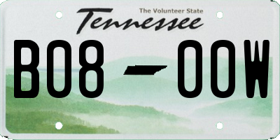 TN license plate B0800W