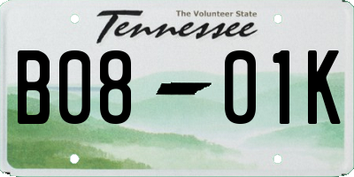 TN license plate B0801K