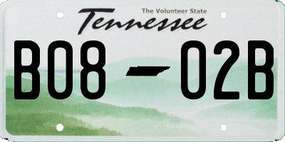 TN license plate B0802B