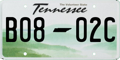 TN license plate B0802C