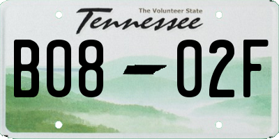 TN license plate B0802F