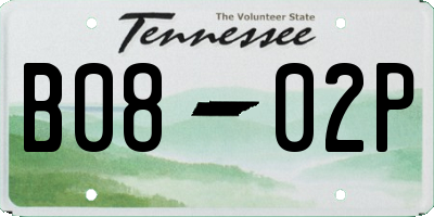 TN license plate B0802P