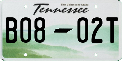 TN license plate B0802T