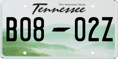 TN license plate B0802Z