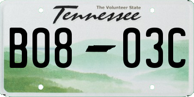 TN license plate B0803C