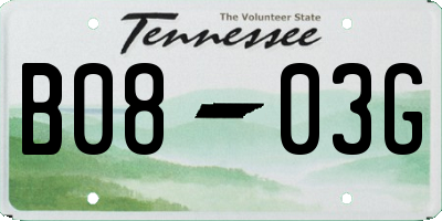 TN license plate B0803G