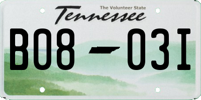 TN license plate B0803I