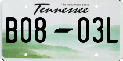 TN license plate B0803L