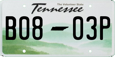 TN license plate B0803P