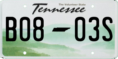 TN license plate B0803S