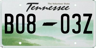 TN license plate B0803Z