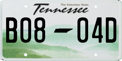 TN license plate B0804D