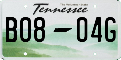 TN license plate B0804G