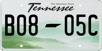 TN license plate B0805C
