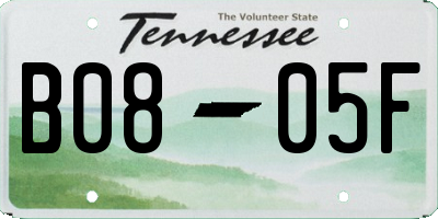 TN license plate B0805F
