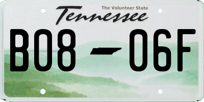 TN license plate B0806F