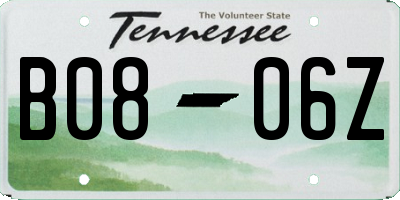 TN license plate B0806Z