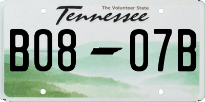 TN license plate B0807B