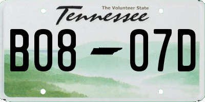 TN license plate B0807D