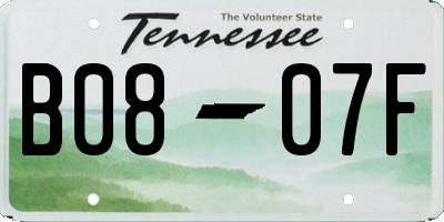 TN license plate B0807F