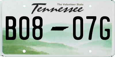 TN license plate B0807G