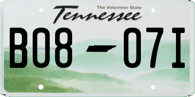 TN license plate B0807I