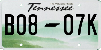 TN license plate B0807K