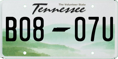 TN license plate B0807U