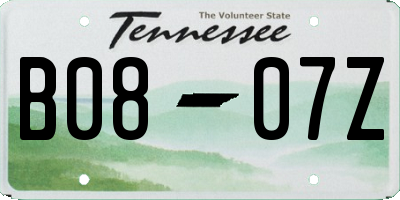 TN license plate B0807Z