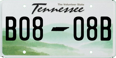 TN license plate B0808B