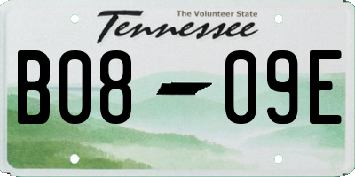 TN license plate B0809E