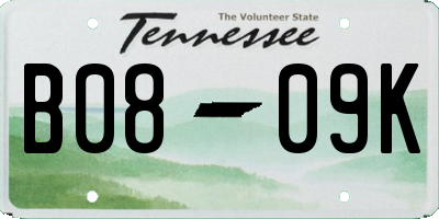 TN license plate B0809K