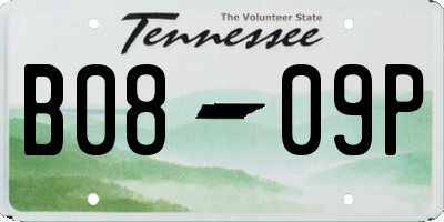 TN license plate B0809P