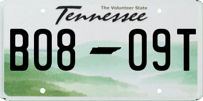 TN license plate B0809T