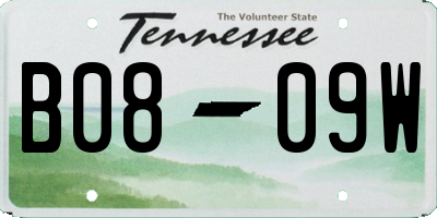 TN license plate B0809W