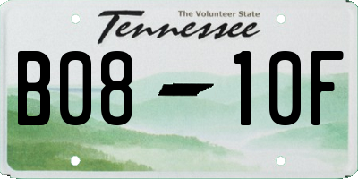 TN license plate B0810F