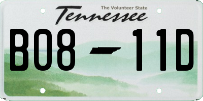 TN license plate B0811D