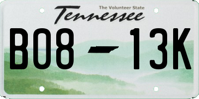 TN license plate B0813K