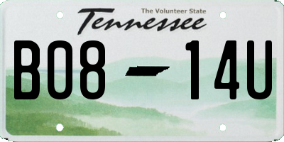 TN license plate B0814U
