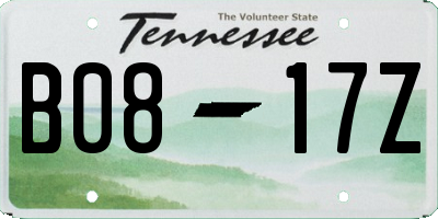 TN license plate B0817Z
