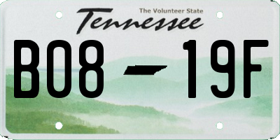 TN license plate B0819F