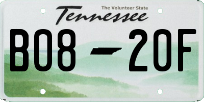 TN license plate B0820F